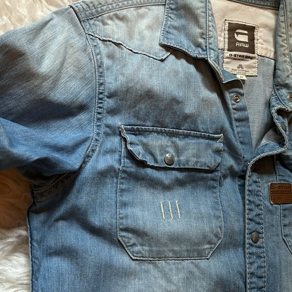 G-Star Raw Denim Long Sleeve Button Down Shirt, Size Medium - Picture 4 of 13